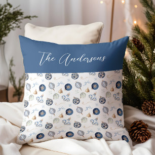 Cojín Decorativo Elegante color de agua Navidades azules adorno bau