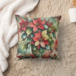 Cojín Decorativo Elegante color de agua Poinsettia Bouquet