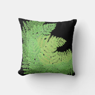 Cojín Decorativo Elegante color de agua verde helechos hojas de bos