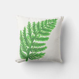Cojín Decorativo Elegante color de agua verde helechos hojas de bos