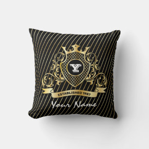 Cojín decorativo elegante con Monograma de Oro