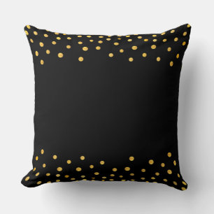 Cojín Decorativo Elegante Confetti de oro en negro