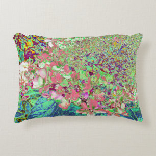 Cojín Decorativo Elegante Coral y Chartreuse Limelight Hydrangea