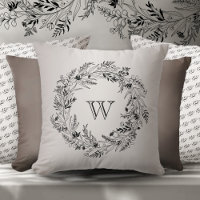 Elegante corona botánica minimalista letra W