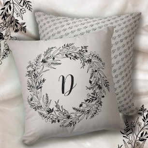Cojín Decorativo Elegante corona minimalista de hojas D