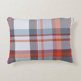 Cojín Decorativo Elegante costillar lindo trenzado tartán azul y ro