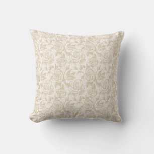 Cojín Decorativo Elegante crema Rosa floral