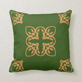 Cojín Decorativo Elegante Cross Damask Motif Green Gold