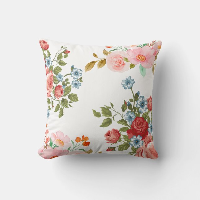 Cojín Decorativo Elegante cuadrado de estampado floral (Anverso)
