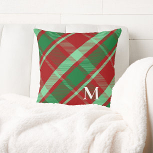 Cojín Decorativo Elegante Cuadro Audaz Rojo y Verde de Navidad Fest