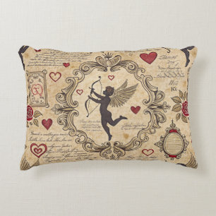 Cojín Decorativo Elegante Cupido Victoriano del Día de San Valentín