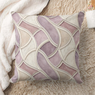 Cojín Decorativo Elegante Curva en Crema y Lila – Geométrico