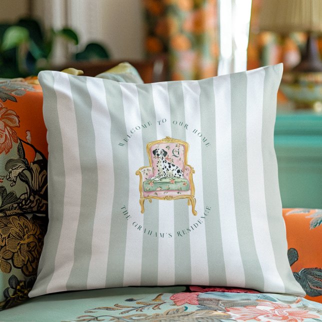 Cojín Decorativo Elegante dálmata | Bienvenida personalizada de mon (Subido por el creador)