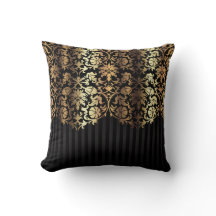 Elegante Damasco y franjas de oro y negro