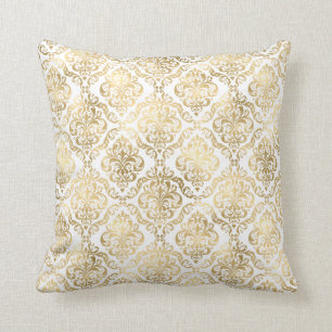 Cojín decorativo elegante de damasco dorado