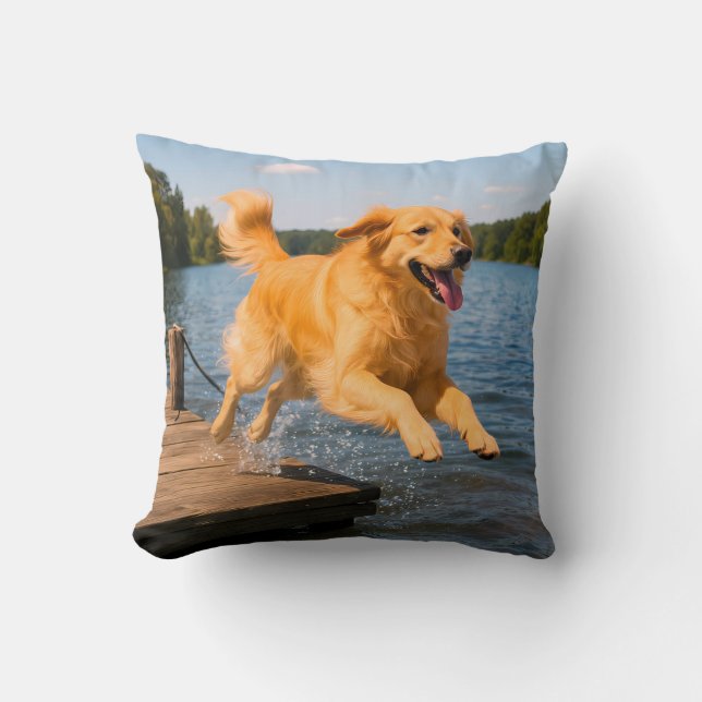 Cojín decorativo elegante de Golden Retriever (Anverso)