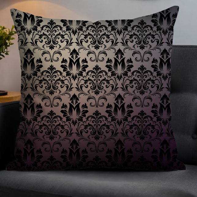Cojín Decorativo Elegante degradado moderno Damasco oscuro morado (Subido por el creador)