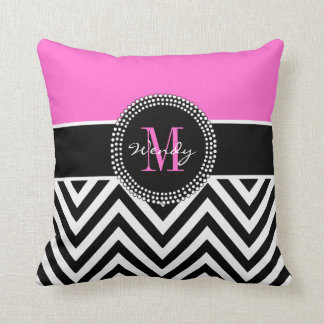Cojín decorativo elegante del monograma negro