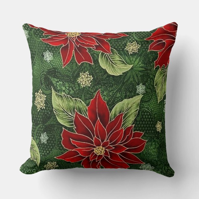 Cojín decorativo elegante del Poinsettia del (Anverso)