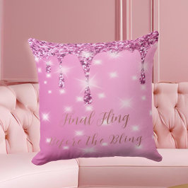Cojín Decorativo Elegante Despedida de Soltera con Brillo de Rosa C