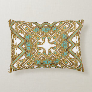 Cojín Decorativo Elegante diseño barroco dorado, ornamental.
