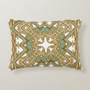 Cojín Decorativo Elegante diseño barroco dorado, ornamental.