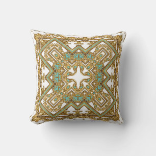 Cojín Decorativo Elegante diseño barroco dorado, ornamental.