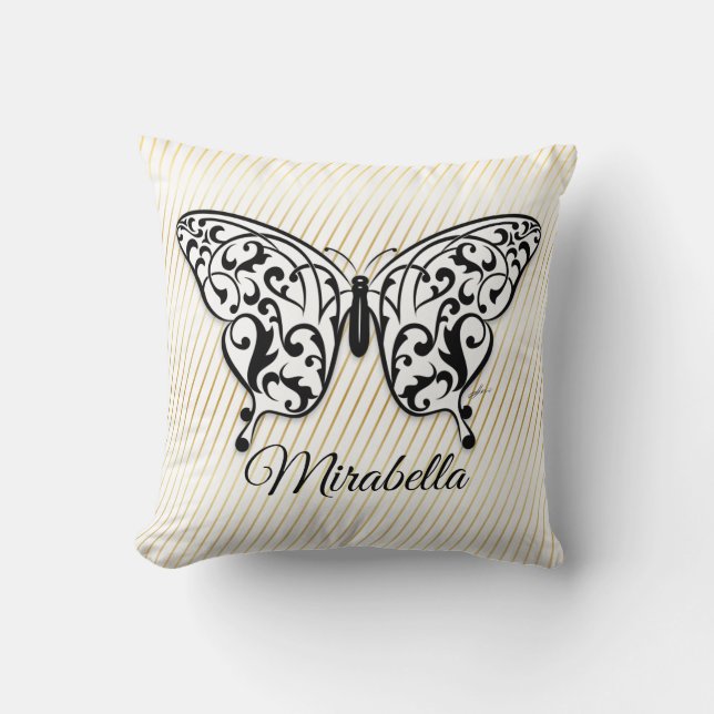 Cojín Decorativo Elegante diseño de adorno de cerámica de mariposa  (Anverso)