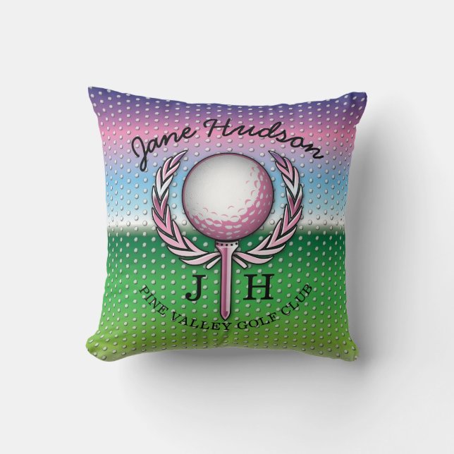 Cojín Decorativo Elegante diseño de monograma de golf para damas (Anverso)