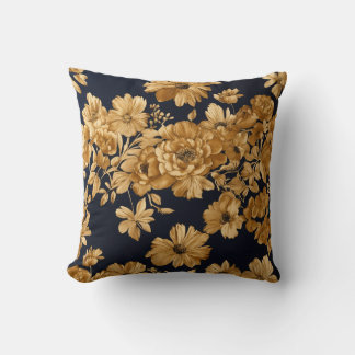 Cojín Decorativo Elegante diseño floral dorado