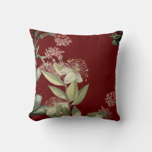 Cojín Decorativo Elegante diseño floral moderno Borgoña