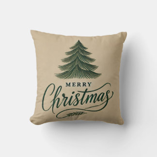 Cojín Decorativo Elegante diseño navideño de Feliz - Árbol A dibuja