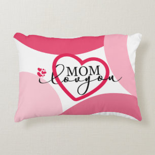 Cojín Decorativo Elegante diseño Texto Mamá te amo con corazón