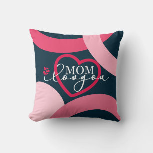 Cojín Decorativo Elegante diseño Texto Mamá te amo con corazón