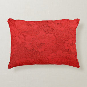 Cojín Decorativo Elegante encaje rojo, textura perfecta