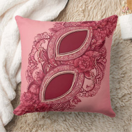 Cojín Decorativo Elegante Encarnado Oscuro Encaje Perla Rosa Vintag