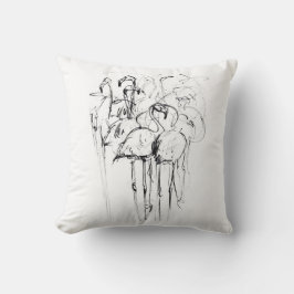 Cojín Decorativo Elegante Esbozo de Reloj Flamingo