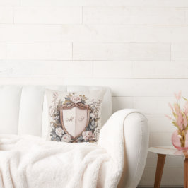 Cojín Decorativo Elegante Escudo Rococo Inició Boda Floral