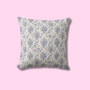 Cojín Decorativo Elegante estampado azul Toile de Jouy de campo fra