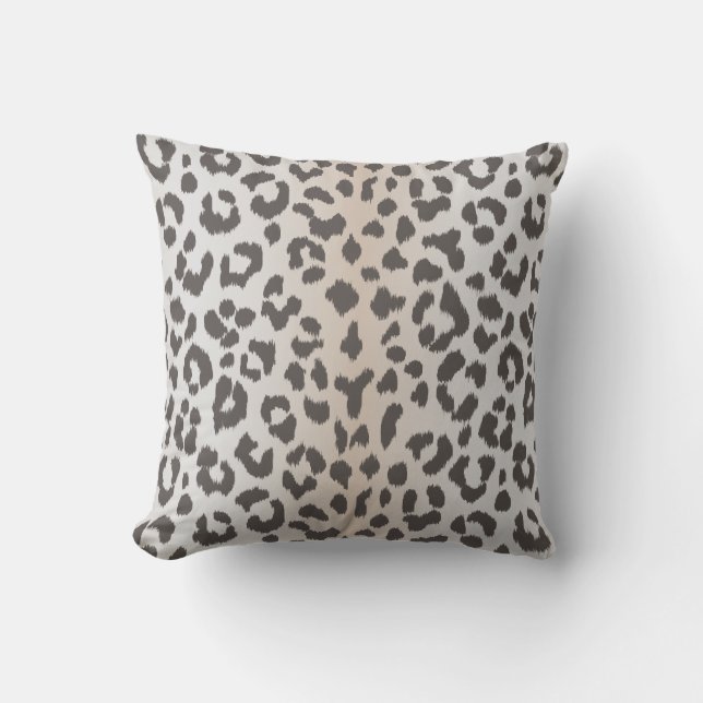Cojín Decorativo Elegante estampado de leopardo con monograma (Anverso)