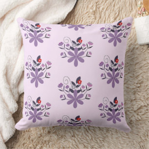 Cojín Decorativo Elegante estampado floral violeta gris violeta