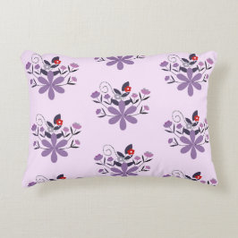 Cojín Decorativo Elegante estampado floral violeta gris violeta