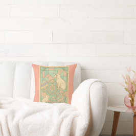Cojín Decorativo Elegante estilo Art Deco Pascua - Bunnios Pastel G