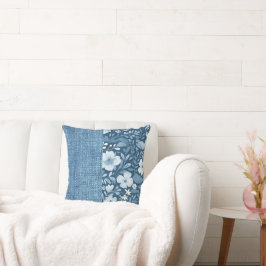Cojín Decorativo Elegante estilo botánico azul de imitación Denim m