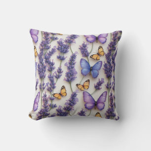 Cojín Decorativo Elegante estilo mariposa y lavanda