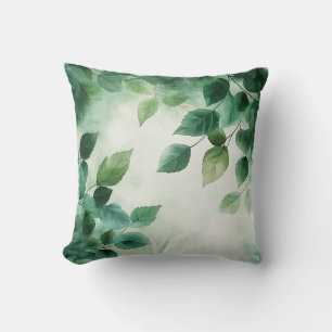 Cojín Decorativo Elegante Estilo Verde Botánico Cabaña Hojas