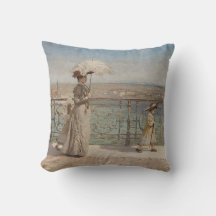 Elegante familia caminando sobre un puente en Ital