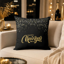 Elegante Feliz Año Nuevo negro y dorado