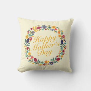 Cojín Decorativo Elegante Feliz Día de la Madre Primavera Floral   
