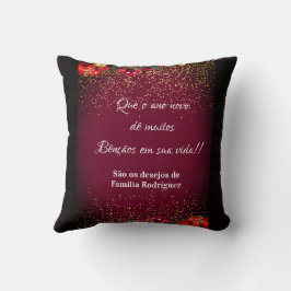 Cojín Decorativo Elegante feliz Natal e Próspero Ano Portugués